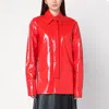 Jil Sander Shiny Linen Shirt With Red Tie In Red
