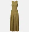 Jil Sander Smocked Drop-waist Georgette Maxi Dress In Green