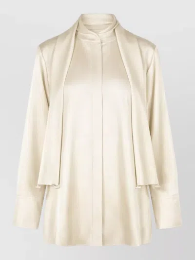 Jil Sander Shirt 132 Bow Detail Satin Finish In Neutral
