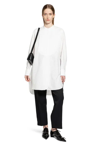 Jil Sander Band Collar Shirt In White