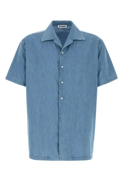Jil Sander Short-sleeve Chambray Shirt In Blue