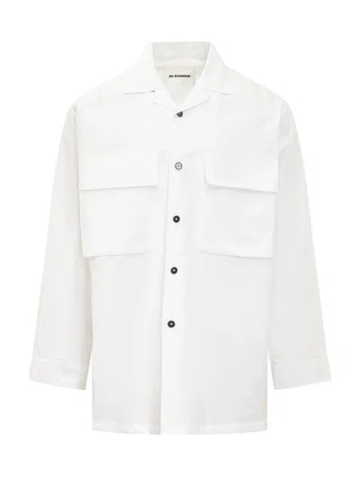 Jil Sander Logo-tag Cotton Shirt In White