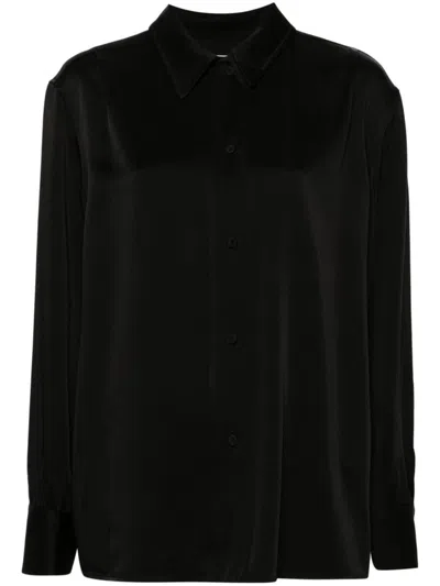 Jil Sander Pointed-collar Satin Shirt In Black