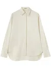 Jil Sander Pointed-collar Satin Shirt In Nude & Neutrals
