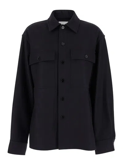 JIL SANDER BLACK SHIRT WITH BUTTONS IN WOOL WOMAN
