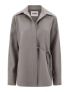 Jil Sander Wool Shirt With V-neckline And Front Tie In Green