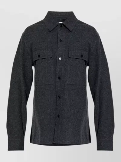 Jil Sander Shirt Jacket Long Sleeves Chest Pockets 44 In Gray