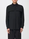 Jil Sander Structured Black Wool Shirt With Button Closure In Black