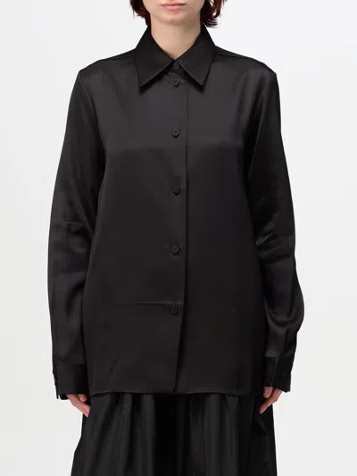 Jil Sander Panelled Satin-finish Shirt - Women's - Viscose/cupro In Black