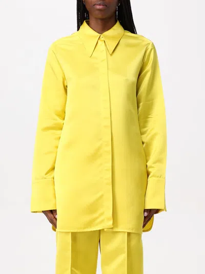 Jil Sander Oversized Satin Shirt For Women In Yellow