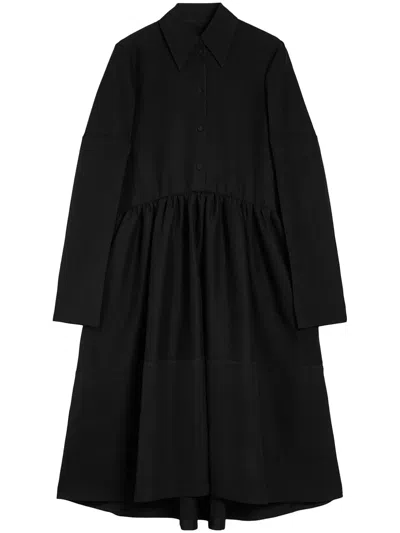 Jil Sander Shirt Midi Dress In Schwarz