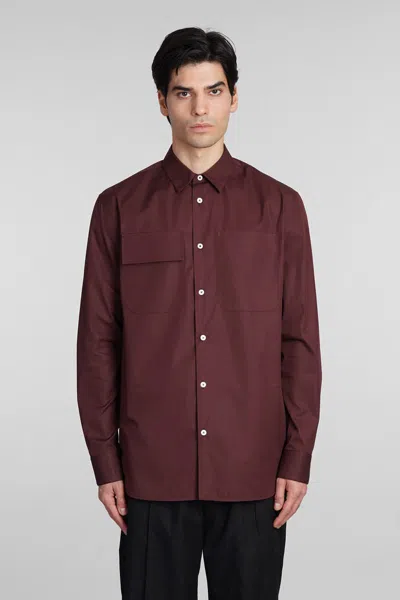 Jil Sander Burgundy Pocket Shirt In Red