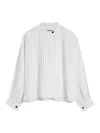 Jil Sander Long-sleeved Linen Shirt With Front Pleated Plastron In White