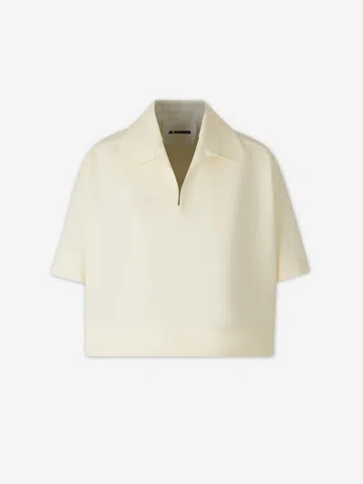 Jil Sander Shirt With A Shirt Collar In Neutral