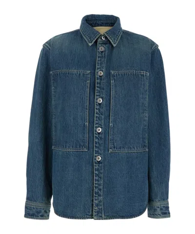 JIL SANDER JIL SANDER LOGO PATCH BOTTONED DENIM SHIRT