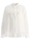 Jil Sander White Shirt With Sheer Petticoat Layer And Mandarin Collar In White