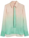 Jil Sander Ombre Satin Button-down Shirt With Matching Tie In Pink