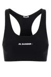 Jil Sander Black Sports Bra With Logo Lettering On The Front In Tech Fabric Stretch Woman In Black