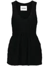 Jil Sander Crinkled Flared Top In Black