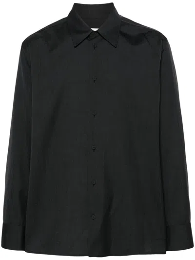 Jil Sander Regular Fit Shirt With Cuffed Long Sleeves In Black
