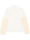 Jil Sander Silk-virgin Wool Contrast-sleeve Shirt In White