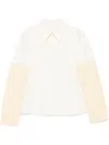 Jil Sander Silk-virgin Wool Contrast-sleeve Shirt In White