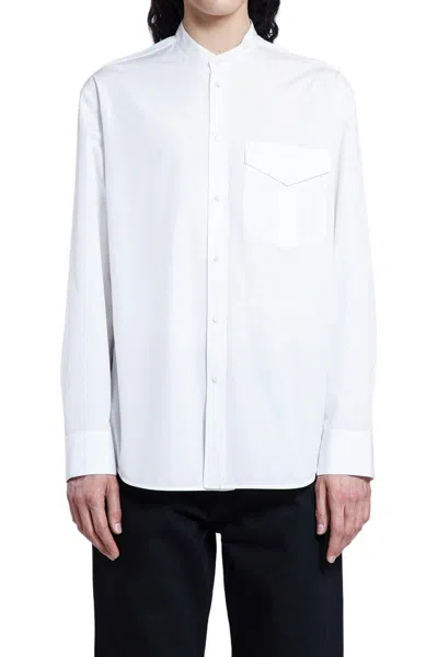 Jil Sander Band-collar Poplin Shirt In White