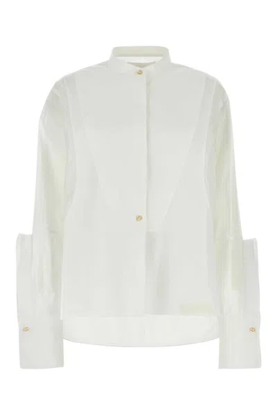 Jil Sander White Semi-sheer Panelled Cotton Shirt