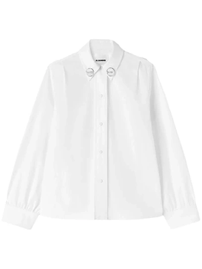 Jil Sander Jewel-clip Cotton Shirt In White