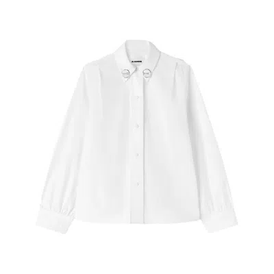 Jil Sander Jewel-clip Cotton Shirt In White