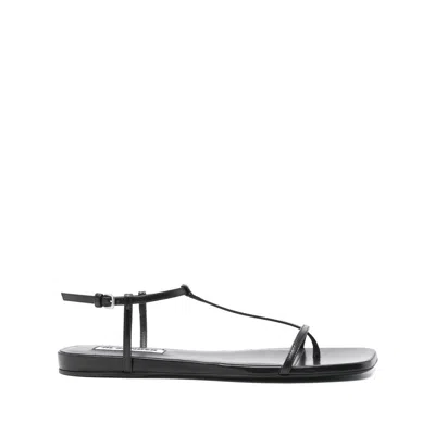Jil Sander Leather Sandals In Black