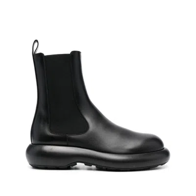 Jil Sander 30mm Leather Ankle Boots In Black