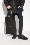 Jil Sander Black Tote Bag With Logo Print In Canvas Woman In Black