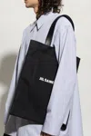 Jil Sander Medium Double Leather Top Handle Tote Handbag In Black