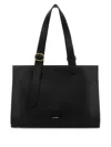 Jil Sander Black Shopping Rectangular Leather Tote In Black