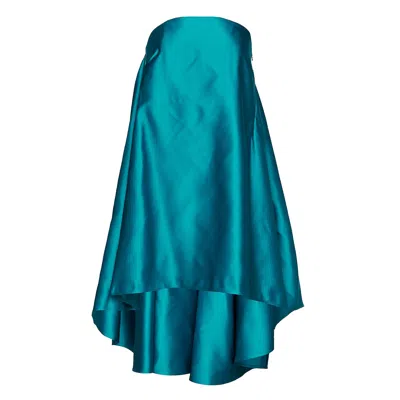 Jil Sander Short Bustier Long Voluminous Dress In Blue