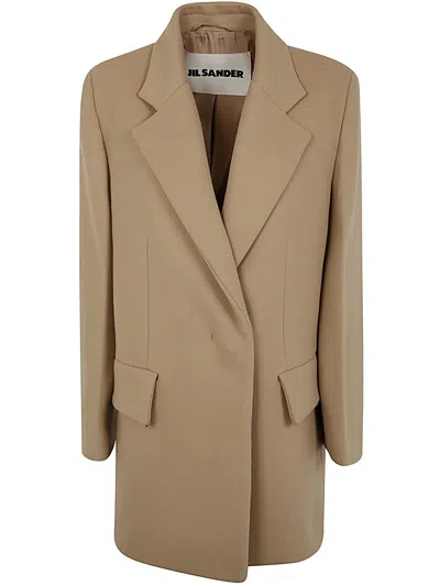 Jil Sander Short Double Breasted Tailor Made Crombie In Neutral