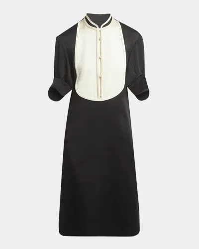 Jil Sander Short-sleeve Bib Shift Dress In Black