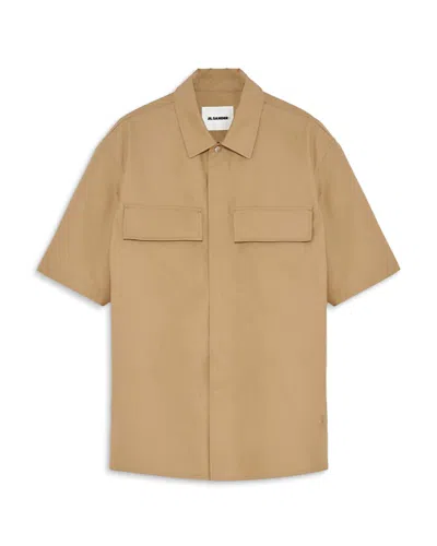 Jil Sander Short Sleeve Button Front Shirt In Beige