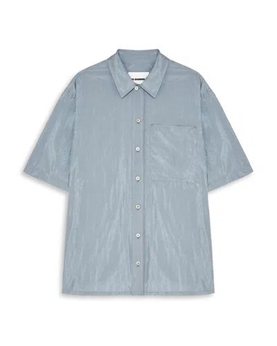 Jil Sander Short Sleeve Button Front Shirt In Pewter Blue