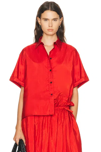 Jil Sander Button-up Short-sleeve Shirt In Red