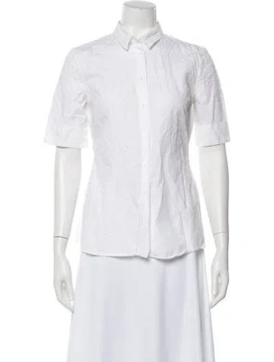 Pre-owned Jil Sander Short Sleeve Button-up Top In White