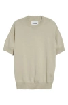 Jil Sander Short Sleeve Cashmere & Cotton Crewneck Sweater In Lemon Green