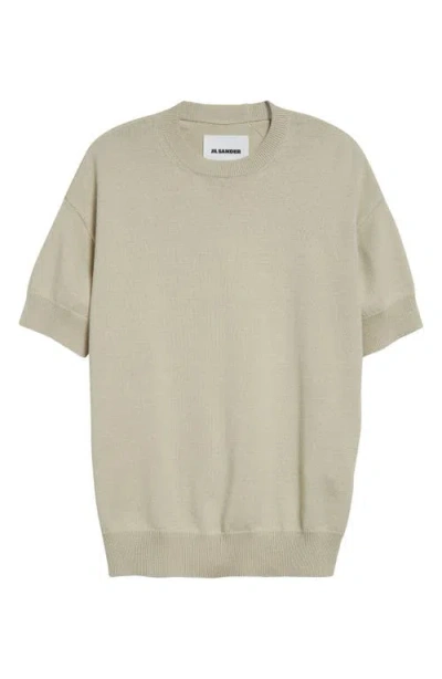 Jil Sander Short Sleeve Cashmere & Cotton Crewneck Sweater In Lemon Green