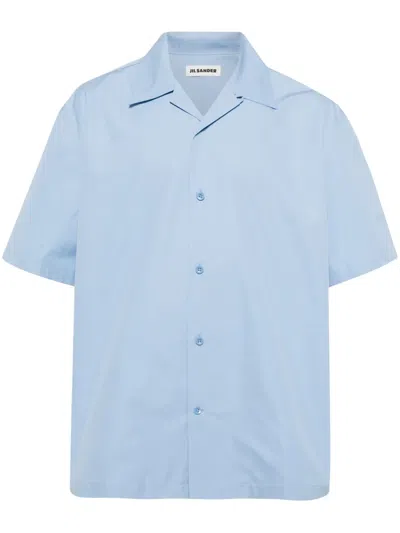 Jil Sander Short-sleeve Cotton Shirt In Blue