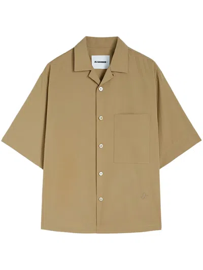 Jil Sander Short-sleeve Cotton Shirt In Brown