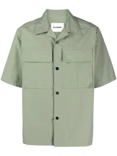 Jil Sander Short-sleeve Cotton Shirt In Green