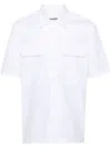 Jil Sander Short Sleeve Cotton Shirt With Classic Collar In White