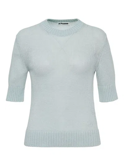 Jil Sander Short-sleeve Crew-neck Knitted Top In Blue