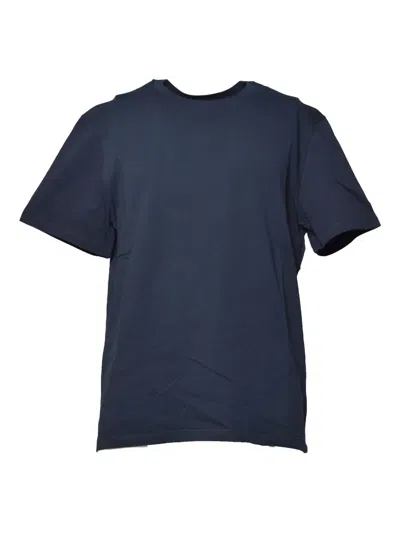 Jil Sander White Cotton T-shirt With Leather Applique In Blue